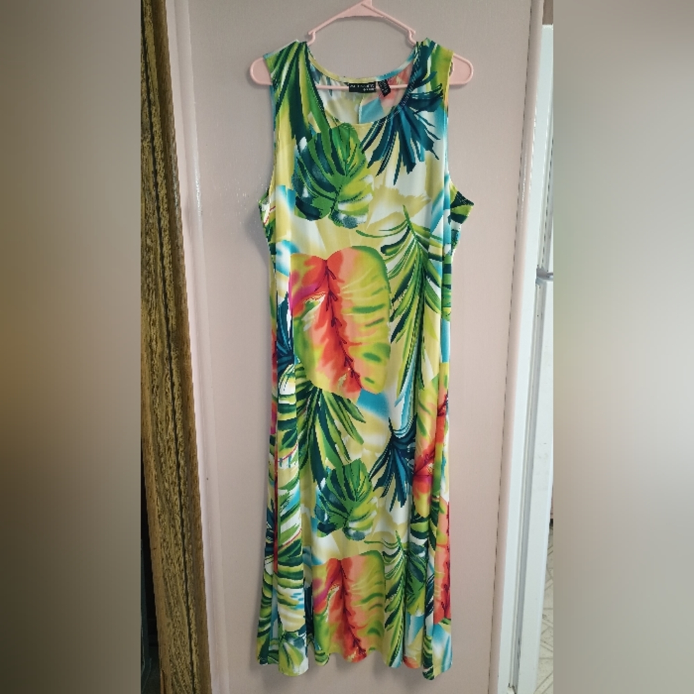 Tropical maxi dress 1X petite women's
